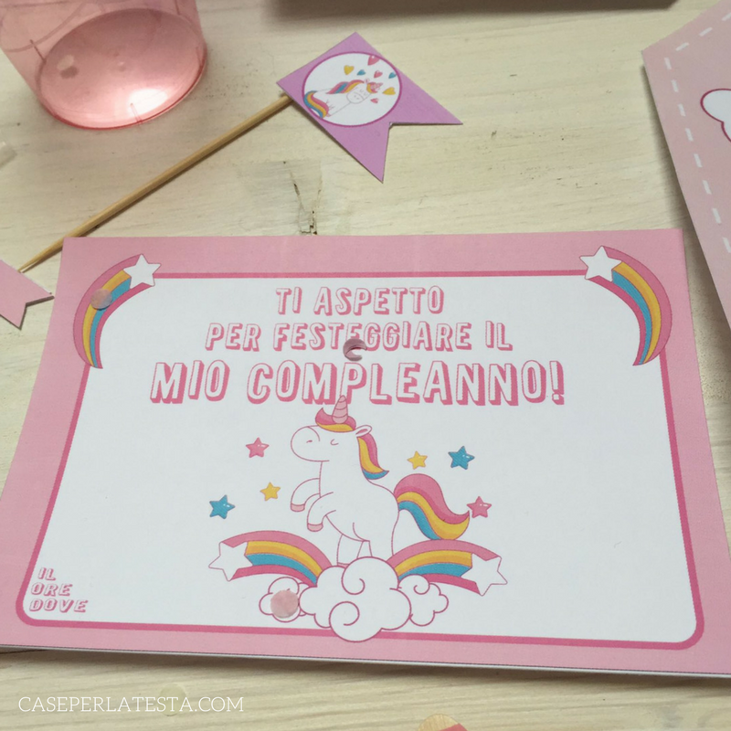 Party Kit Stampabile A Tema Unicorno Caseperlatesta