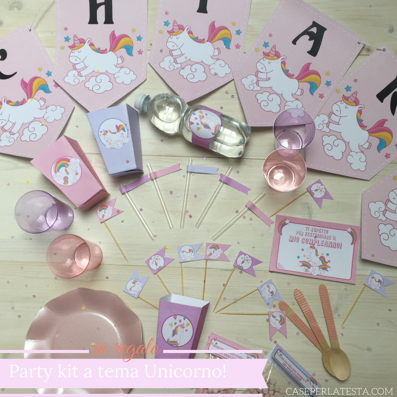 Party Kit Stampabile A Tema Unicorno Caseperlatesta