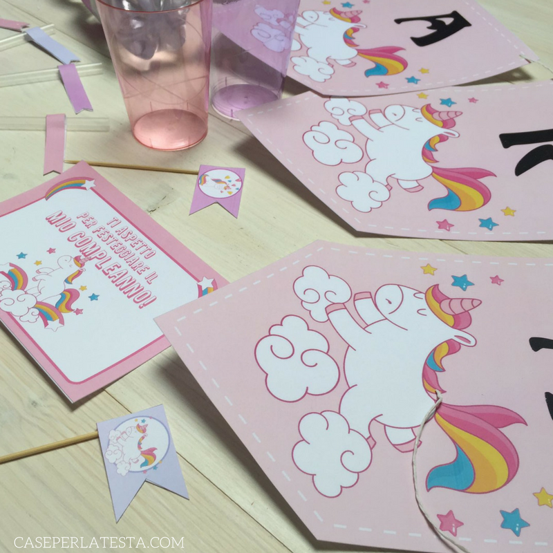 Party Kit Stampabile A Tema Unicorno Caseperlatesta